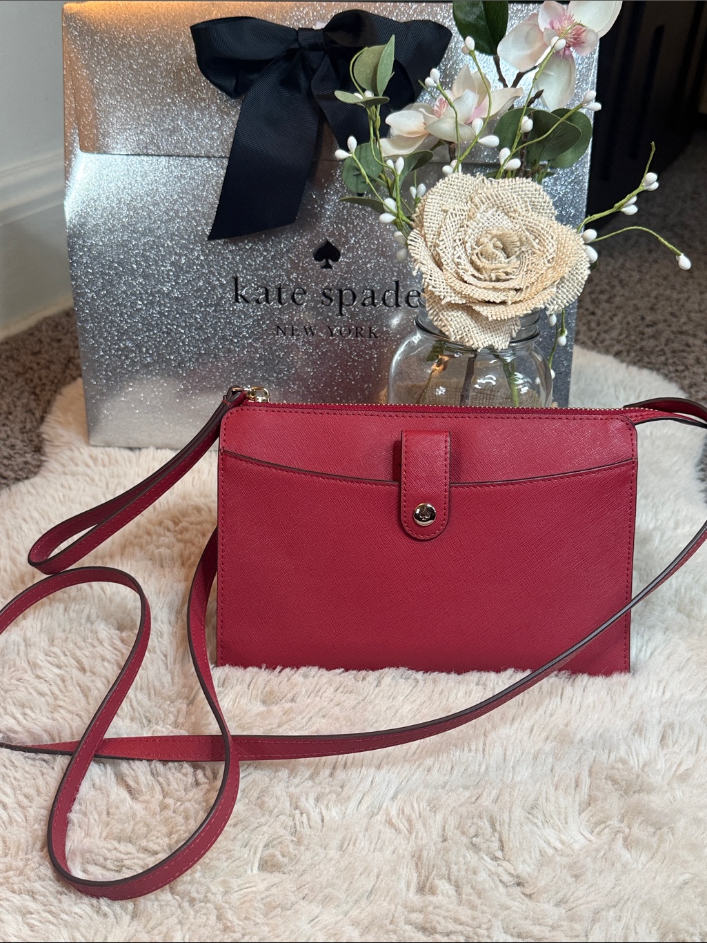Kate Spade Laurel Way Hazy Rose Floral Large Roxanna Crossbody/Wrislet